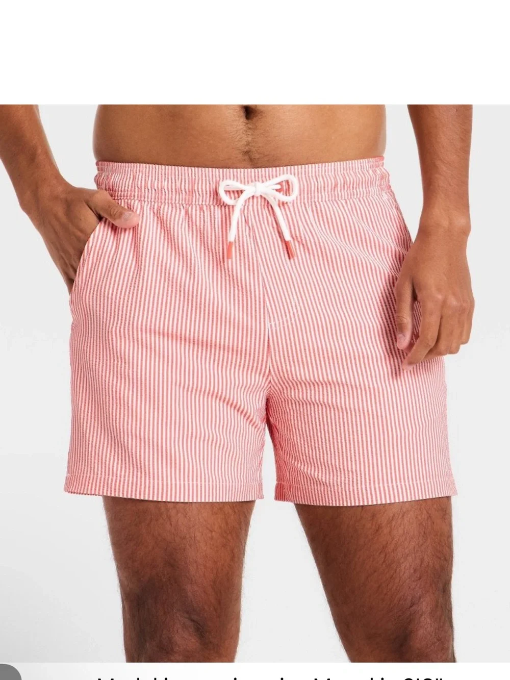 Goodfellow & Co Coral Seersucker Stripe Swim Trunks Boxer Brief liner